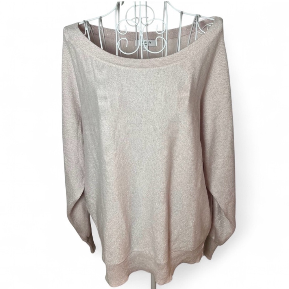 J. Society Women's L Light Pink Metallic Pullover Sweater Cotton Blend Dolman